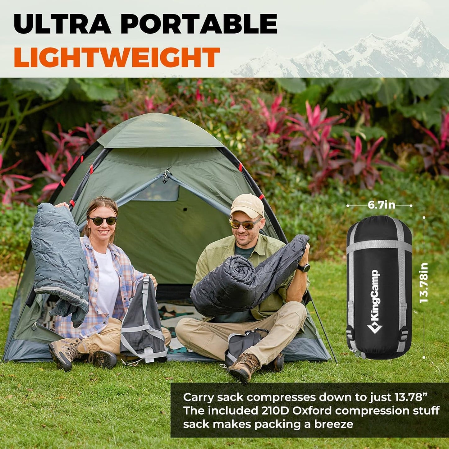 down Sleeping Bag for Adults, 600 FP Cold Weather 3-4 Season Sleeping Bag, Ultralight & Compact with Compression Sack for Backpacking, Camping, Hiking