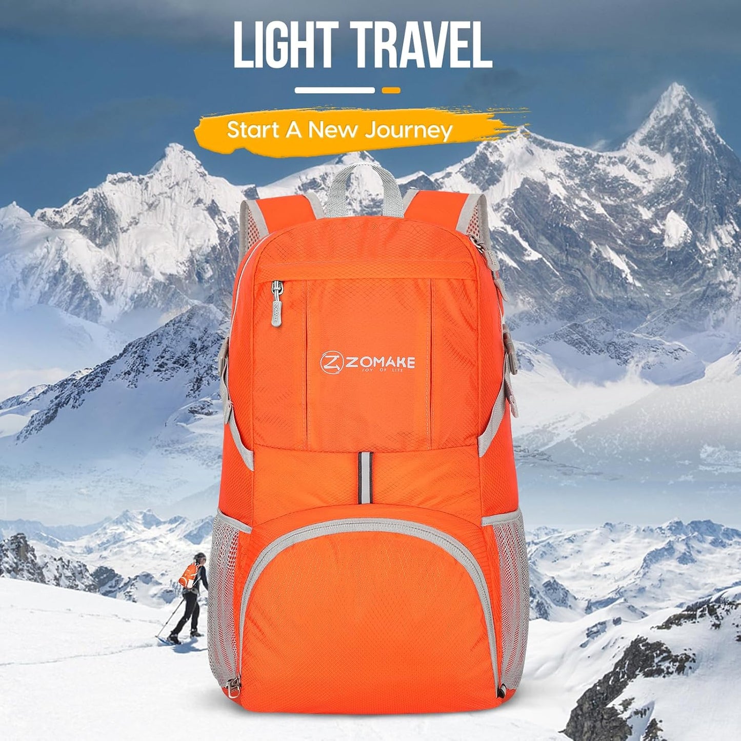 Lightweight Packable Backpack 35L, Light Foldable Backpacks Water Resistant Collapsible Hiking Bag, Compact Folding Day Pack for Travel Camping(Orange) | Lightweight, Light, Foldable, Backpacks, Water Resistant, Collapsible