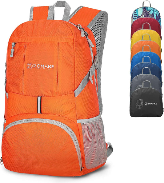 Lightweight Packable Backpack 35L, Light Foldable Backpacks Water Resistant Collapsible Hiking Bag, Compact Folding Day Pack for Travel Camping(Orange) | Lightweight, Light, Foldable, Backpacks, Water Resistant, Collapsible